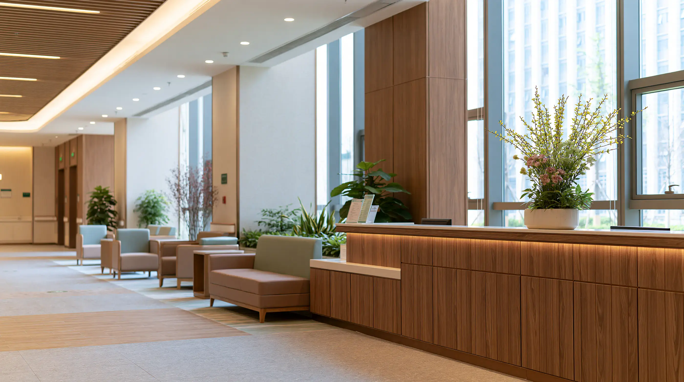 The reception and waiting lounge at Shanghai International Medical Center.
