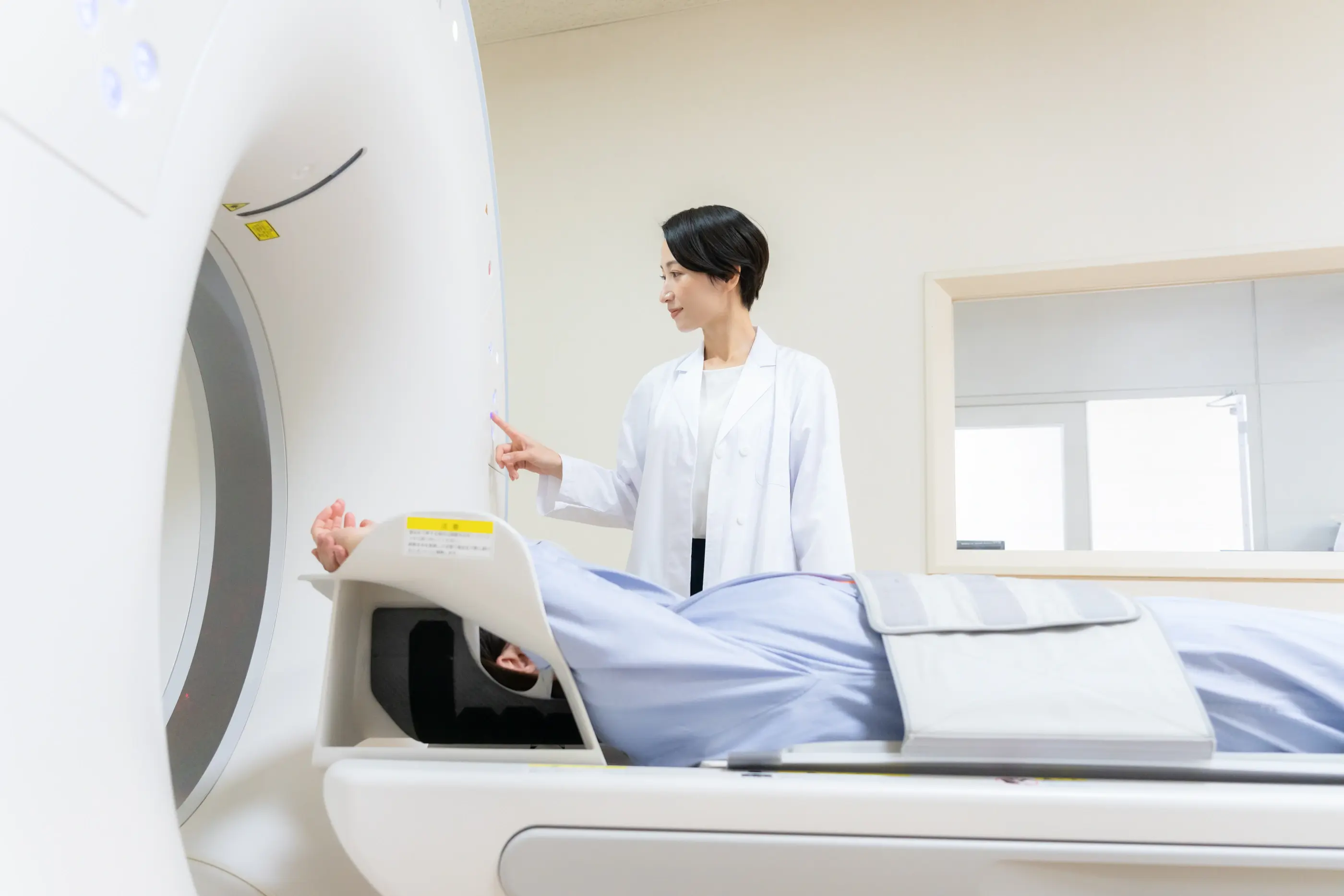 A patient undergoing a CT scan.