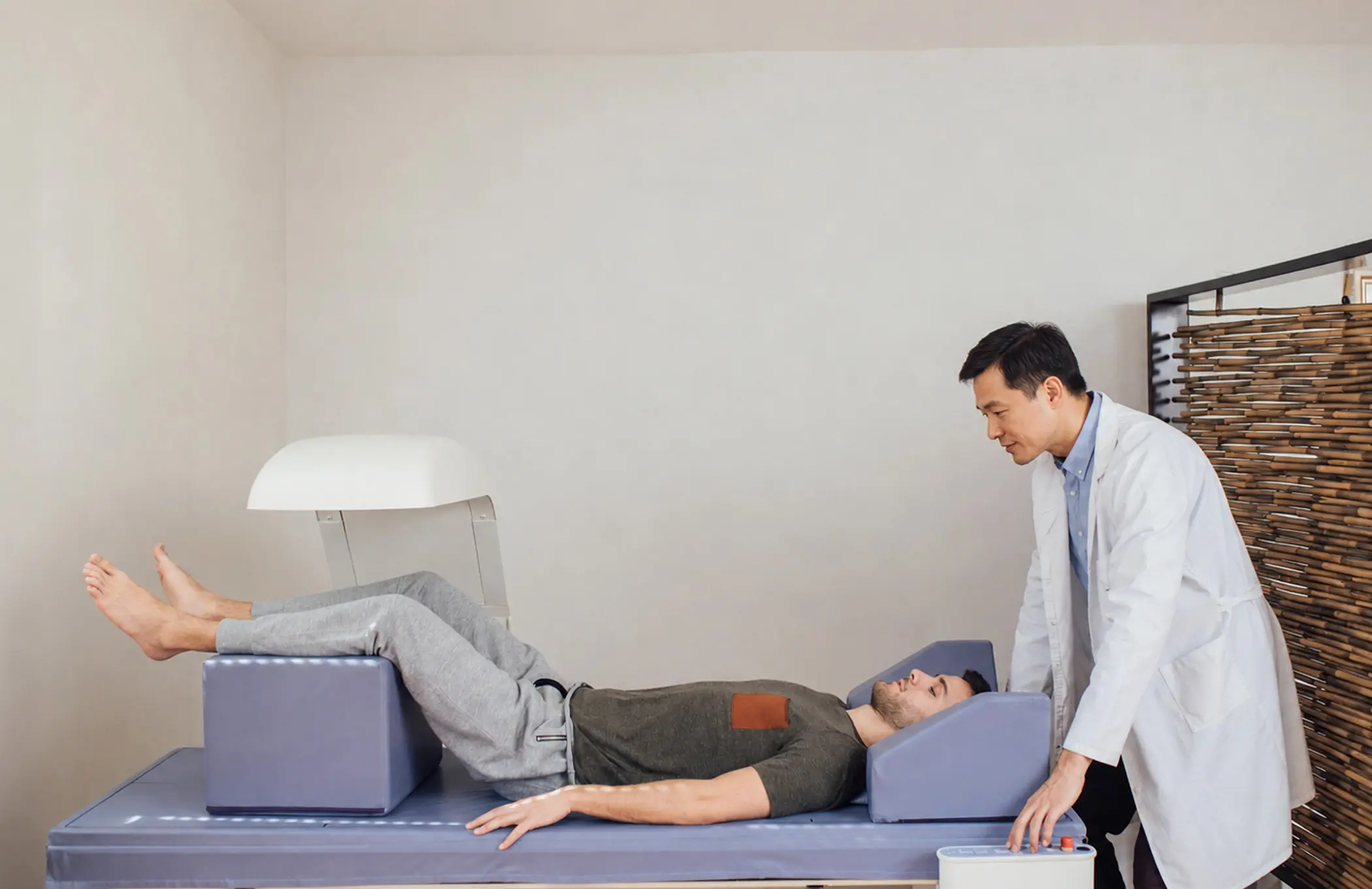 A DEXA bone density scan being carried out.