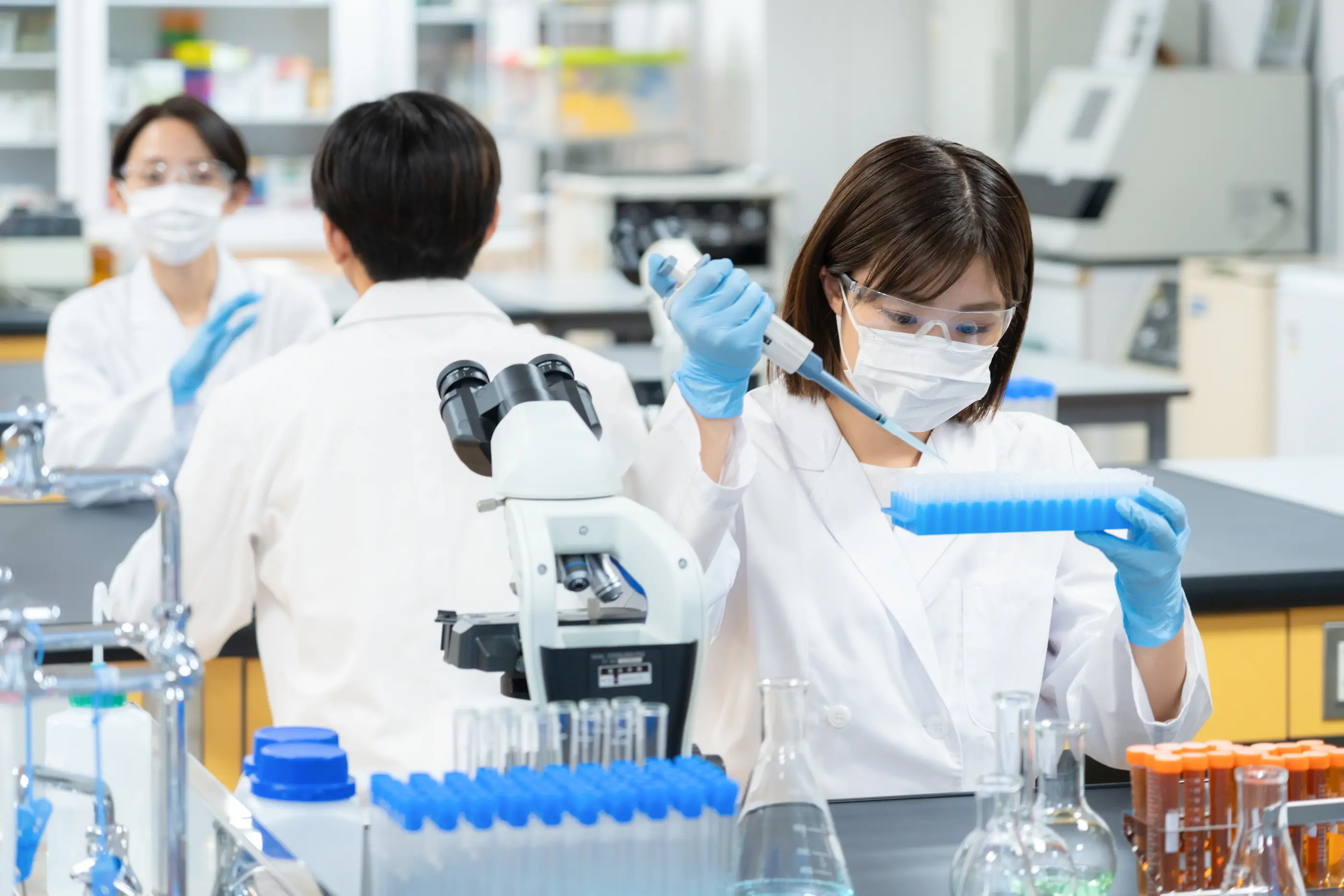 Samples being processed in the laboratory.