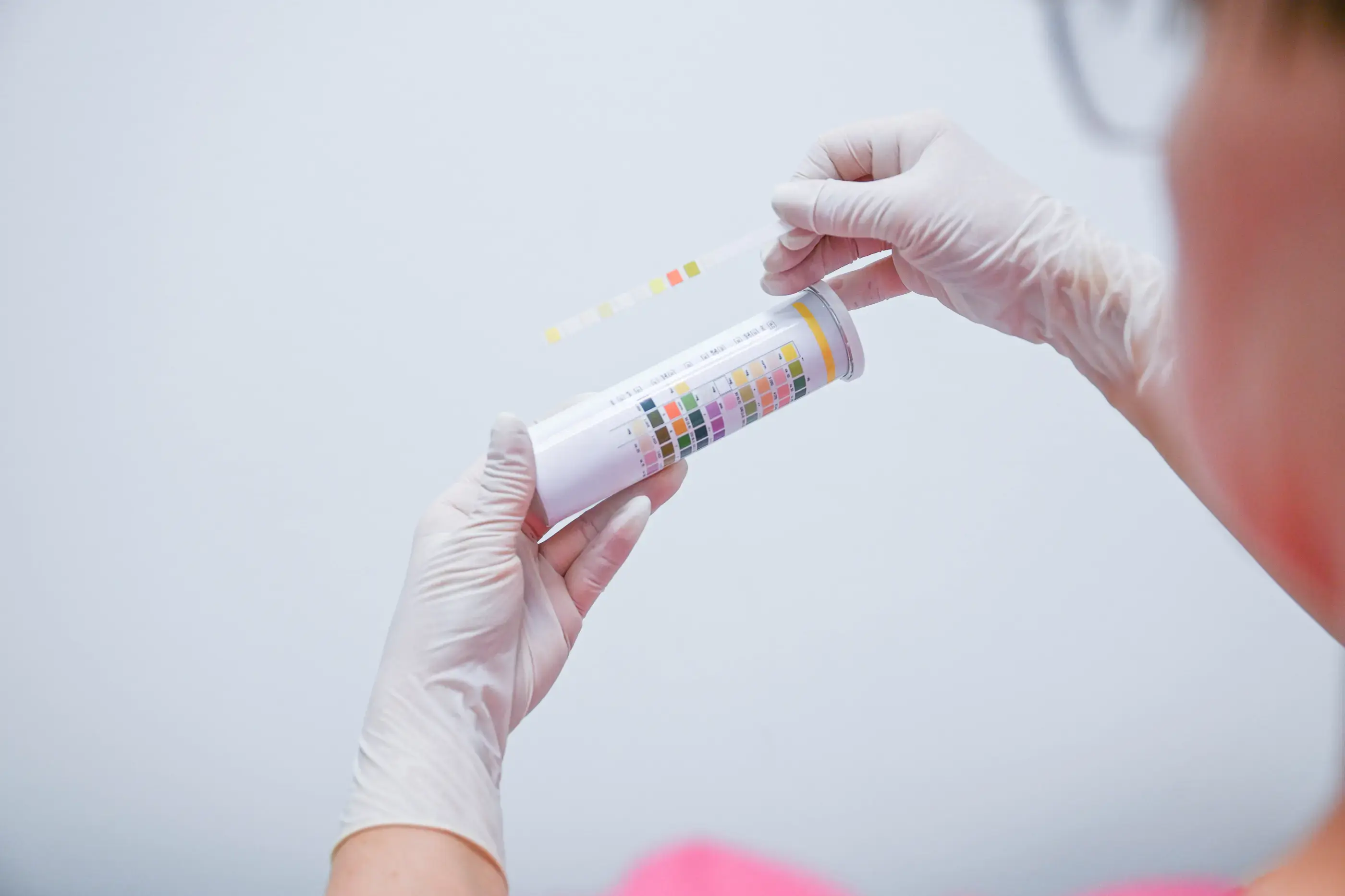 Sample testing in the laboratory.
